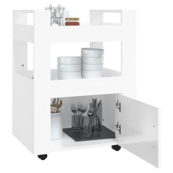 vidaXL Kitchen Trolley High Gloss White 60x45x80 cm Engineered Wood