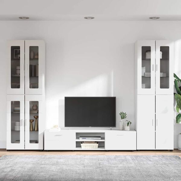 vidaXL TV Cabinet Set with Drawer FLORIN White Engineered Wood