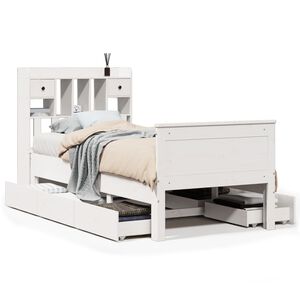 vidaXL Bookcase Bed without Mattress White 75x190 cm Small Single Solid Wood Pine
