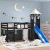 vidaXL Kids' Loft Bed with Tower without Mattress White&Black 90x200cm