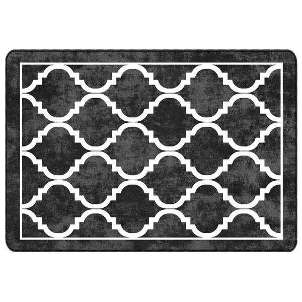 vidaXL Rug Washable Black and White 120x180 cm Anti Slip