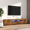 vidaXL 2 Piece TV Cabinet Set with LED Lights Smoked Oak Engineered Wood