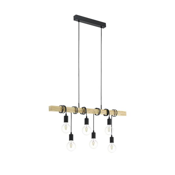 EGLO Pendant Lamp TOWNSHEND 6x25 W Black and Brown 95499