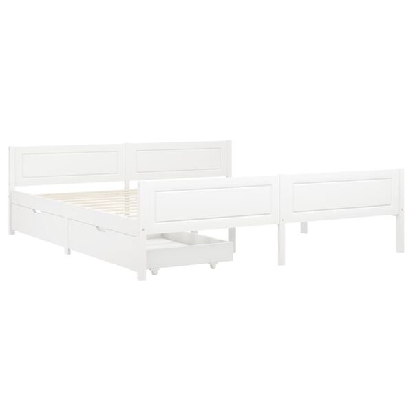 vidaXL Bed Frame without Mattress White Solid Wood Pine 200x200 cm