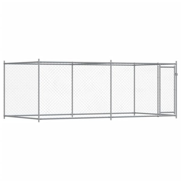 vidaXL Dog Cage with Door Grey 4x2x1.5 m Galvanised Steel