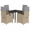 vidaXL 5 Piece Garden Dining Set with Cushions Beige Poly Rattan
