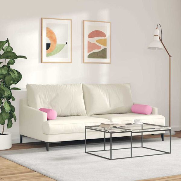 vidaXL Bolster Pillows 2 pcs Pink Ø 15 x 40 cm Fabric