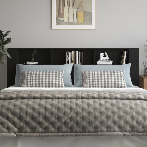 vidaXL Headboard Cabinet Black 220x18.5x104.5 cm