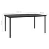 vidaXL Garden Table with Glass Tabletop Black 150x90x74 cm Steel