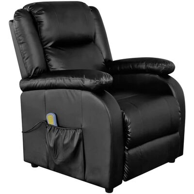 vidaXL Wing Back Electric Massage Chair Black Faux Leather
