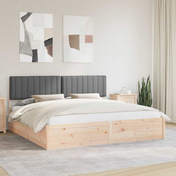 vidaXL Bed Frame with Upholstered Headboard Dark Grey 200 x 200 cm