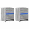 vidaXL Bedside Cabinets with LED Lights 2 pcs Grey Sonoma Engineered Wood