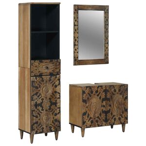 vidaXL Bathroom Furniture Set 3 pcs Brown Solid Mango Wood