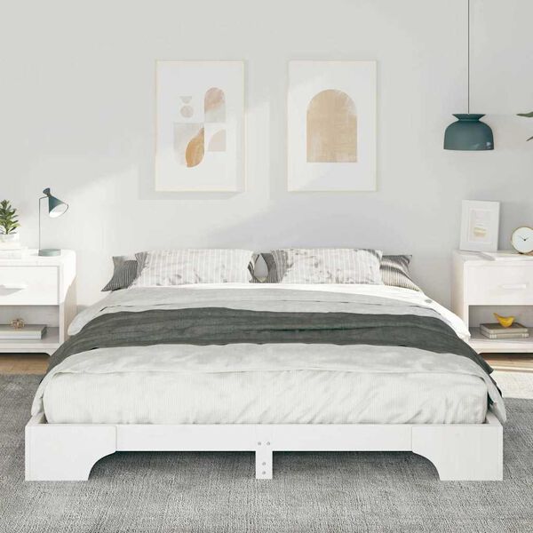 vidaXL Bed Frame White 160 x 210 cm Solid Pine Wood