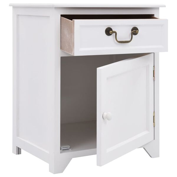 vidaXL Bedside Cabinet White 40x30x50 cm Paulownia Wood