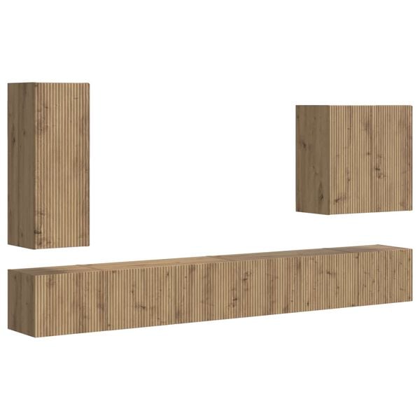 vidaXL TV Wall Cabinet Set Wall-mounted 6 pcs Artisan Oak