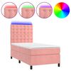 vidaXL Box Spring Bed with Mattress&LED Pink 90x200 cm Velvet