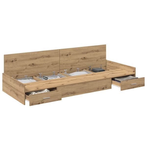 vidaXL Bed Frame with Drawer Artisan Oak 70 x 190 cm Engineered Wood