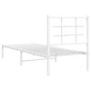 vidaXL Metal Bed Frame without Mattress with Headboard White 75x190cm