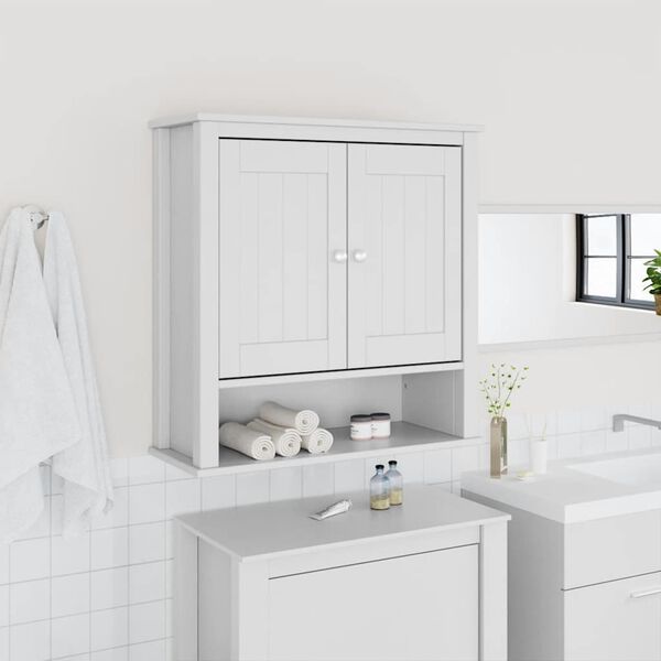 vidaXL Bathroom Wall Cabinet BERG White 69.5x27x71.5 cm Solid Wood