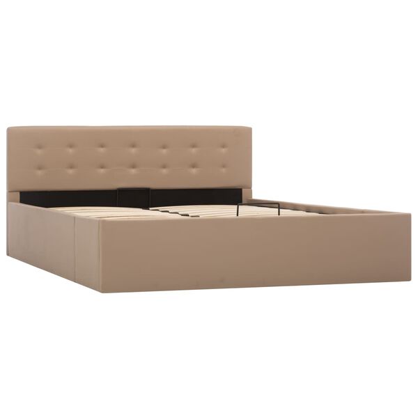 vidaXL Hydraulic Storage Bed Frame without Mattress Cappuccino 140x200cm