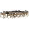 vidaXL 17 Piece Garden Dining Set with Cushions Mix Beige Poly Rattan