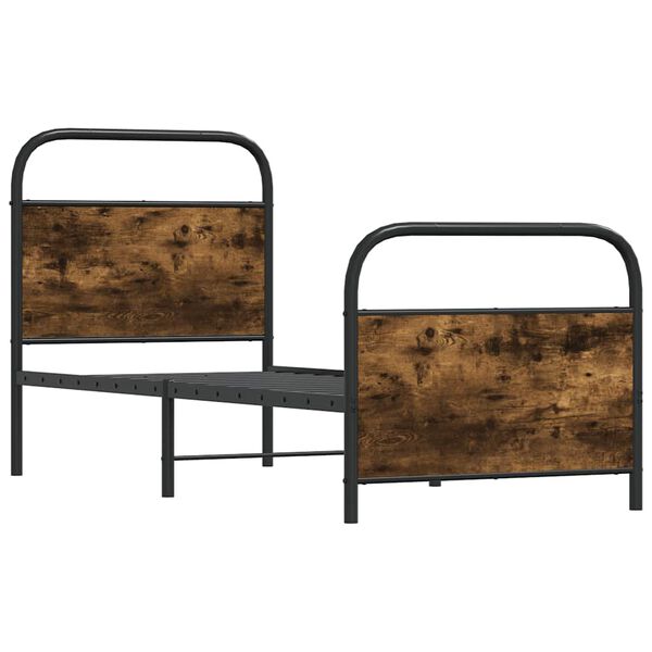 vidaXL Bed Frame Without Mattress 75x190 cm Small Single Smoked Oak Engineered Wood