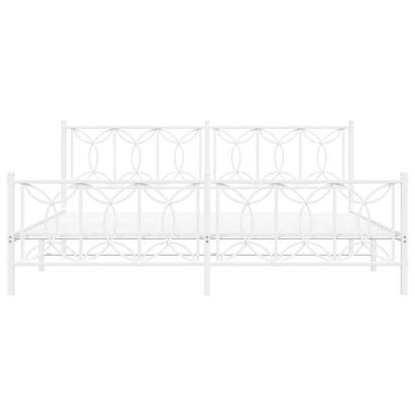 vidaXL Metal Bed Frame without Mattress with Footboard White 200x200cm