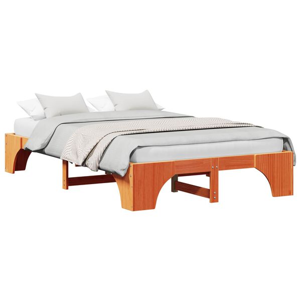 vidaXL Bed Frame Wax Brown 120 x 190 cm Solid Pine Wood