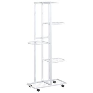 vidaXL 5-Floor Flower Stand with Wheels 44x23x100 cm White Iron