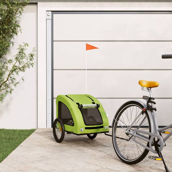 vidaXL Pet Bike Trailer Green Oxford Fabric and Iron