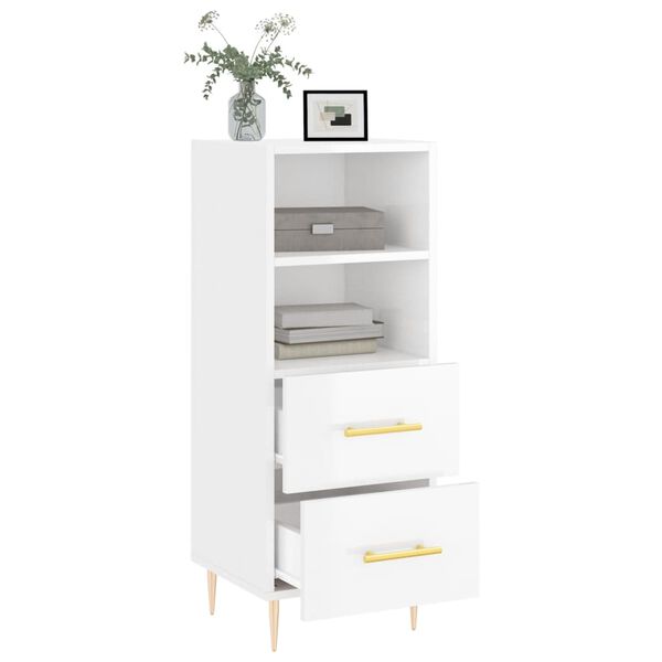 vidaXL Sideboard High Gloss White 34.5x34x90 cm Engineered Wood