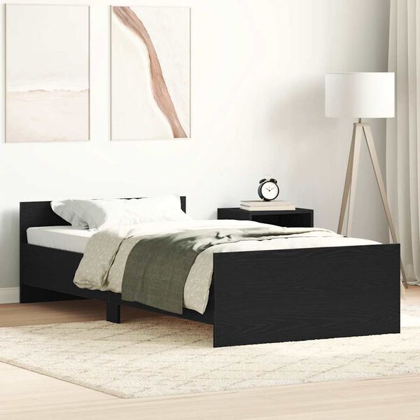 vidaXL Bed Frame without Mattress Black Oak 90x200 cm Engineered Wood