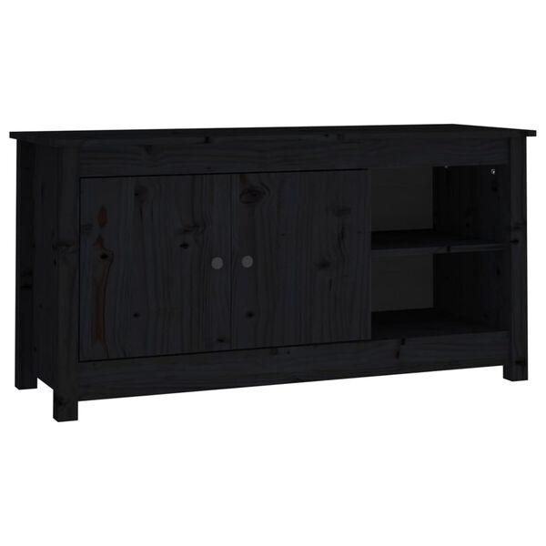 vidaXL TV Cabinet Black 103x36.5x52 cm Solid Wood Pine