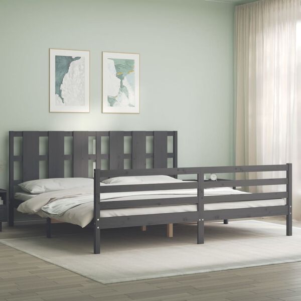 vidaXL Bed Frame without Mattress Grey 200x200 cm Solid Wood