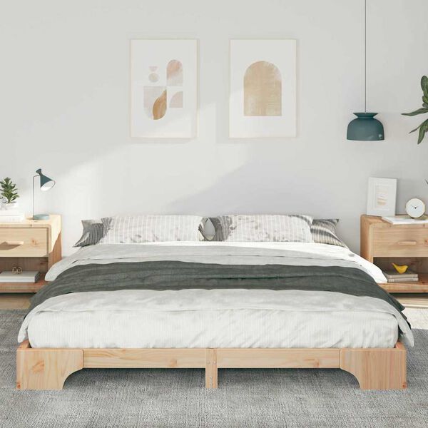 vidaXL Bed Frame Brown 200 x 220 cm Solid Pine Wood
