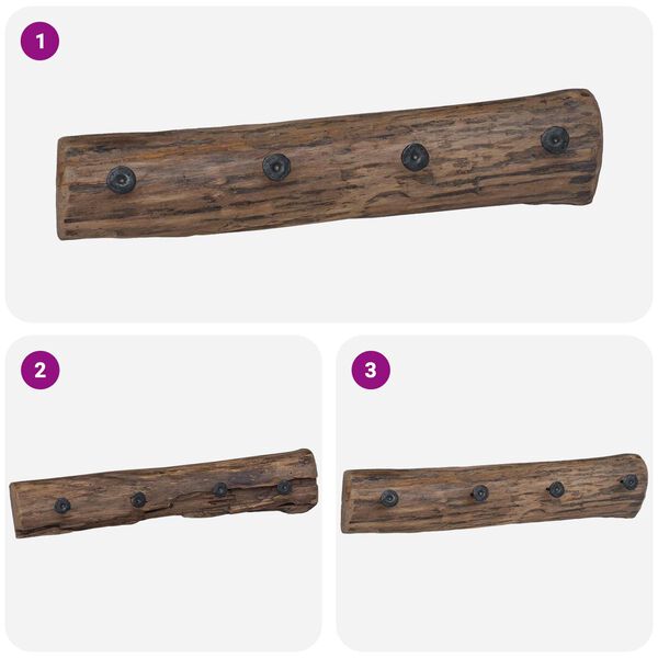 vidaXL Hanger Brown 50 x 8 x 12 cm Solid Reclaim Wood