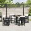 vidaXL Garden Dining Set 5 pcs Black Poly Rattan