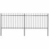 vidaXL Garden Fence with Spear Top Steel 3.4x1.2 m Black