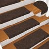 vidaXL Stair Mats Self-adhesive 15 pcs 65x21x4 cm Brown Rectangular Edge