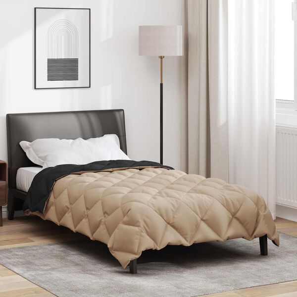 vidaXL Winter Duvet Black and Taupe 220 x 155 cm Microfiber