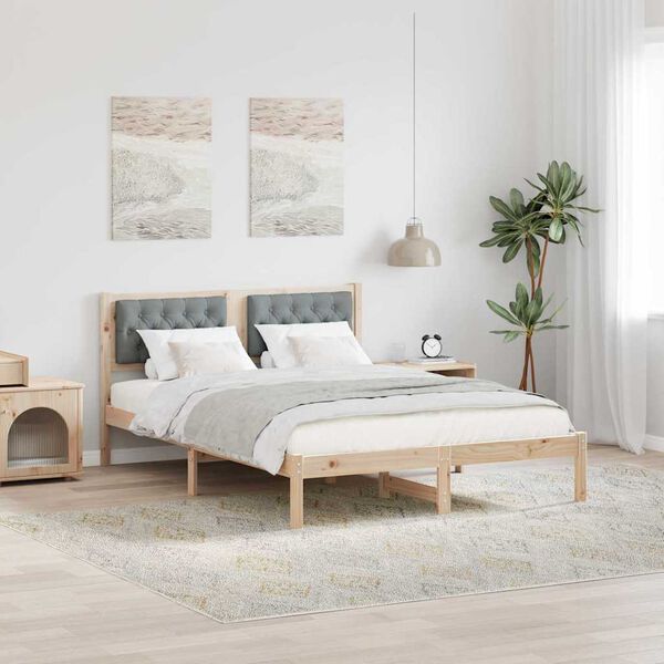 vidaXL Bed Frame Light Grey 140 x 200 cm Solid Pine Wood