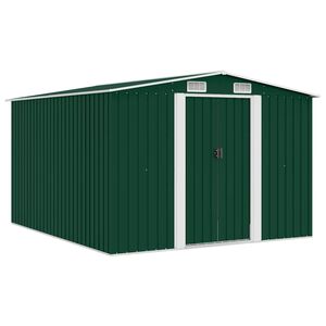 vidaXL Garden Shed | Green | Galvanised steel | 257x298x178 cm | Garden Shed