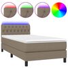 vidaXL Box Spring Bed with Mattress&LED Taupe 90x190cm Fabric