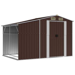 vidaXL Garden Shed Brown 277x192.5x179 cm Galvanised Steel