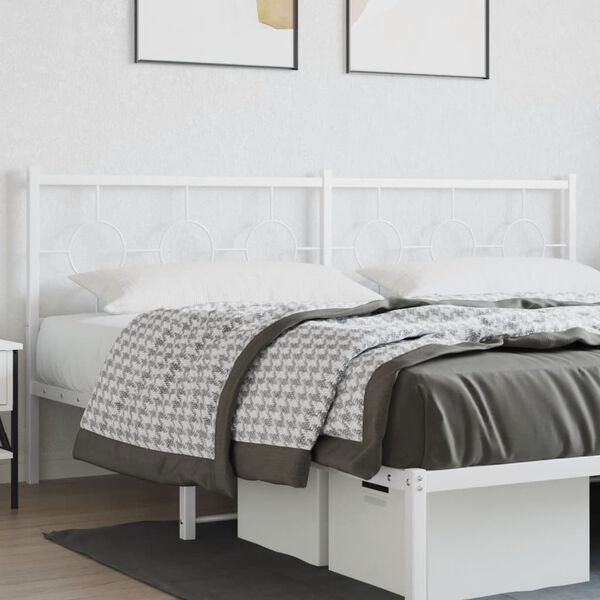 vidaXL Metal Headboard White 193 cm