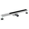 vidaXL Shower Drain with Glass Cover Black 70 cm Stainless Steel 304