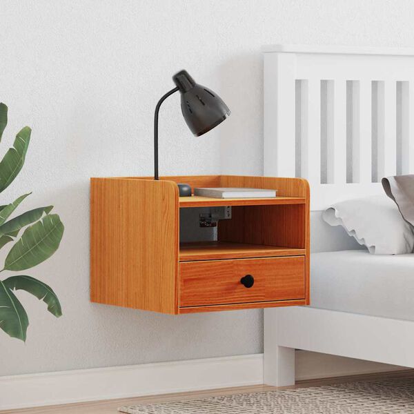 vidaXL Bedside Table Wax Brown 38 x 36 x 29.5 cm Solid pine wood