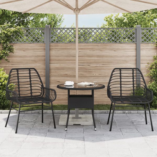 vidaXL Garden Chairs 2 pcs Black Poly Rattan