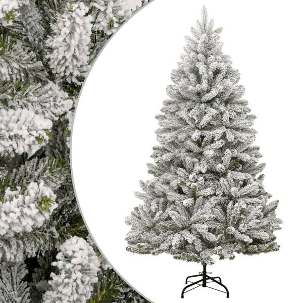 vidaXL Artificial Hinged Christmas Tree with Flocked Snow 180 cm